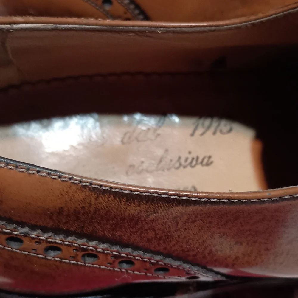 Vintage Mens Shoes Gilardini Italy Handmade Size 8 Spectator Brown Oxfords